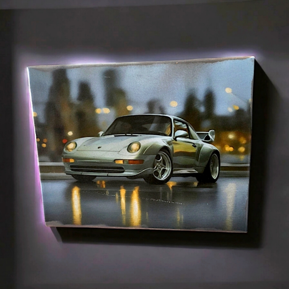Hand-painted Porsche 993 gt2rs with Night Cityscape